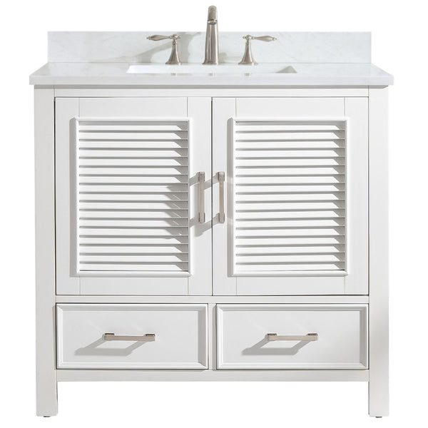 Design Element Estate 36 in. W x 22 in. D Bath Vanity in White with Quartz Vanity Top in White with White Basin | ES-36-WT