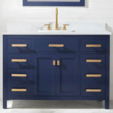 Vanity cabinets constructed from solid birch wood and MDF to prevent warping