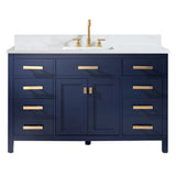 Design Element Valentino 54 in. W x 22 in. D Bath Vanity in Blue with Quartz Vanity Top in White with White Basin | V01-54-BLU