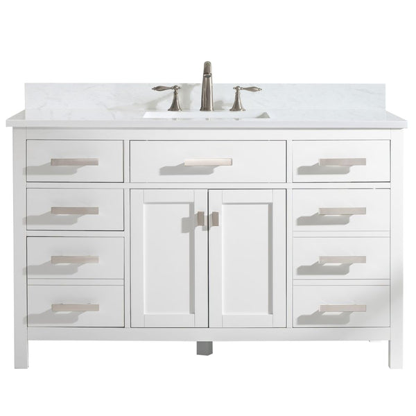 Design Element Valentino 54 in. W x 22 in. D Bath Vanity in White with Quartz Vanity Top in White with White Basin | V01-54-WT