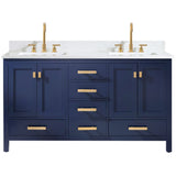 Design Element Valentino 60 in. W x 22 in. D Bath Vanity in Blue with Quartz Vanity Top in White with White Basin | V01-60-BLU