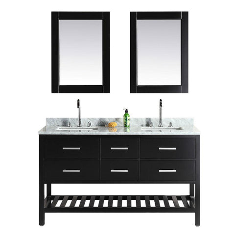 London 61" Espresso Transitional Double Sink Vanity Set