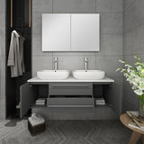 Fresca Lucera 48" Gray Modern Wall Hung Double Vessel Sink Bathroom Vanity