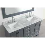 Design Element Omega 61" Gray Transitional Double Sink Vanity