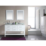 London 61" White Transitional Double Sink Vanity Set