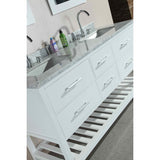 London 61" White Transitional Double Sink Vanity Set