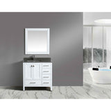 Design Element London 36" White Transitional Single Sink Vanity w/ Quartz Top