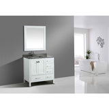 Design Element London 36" White Transitional Single Sink Vanity w/ Quartz Top