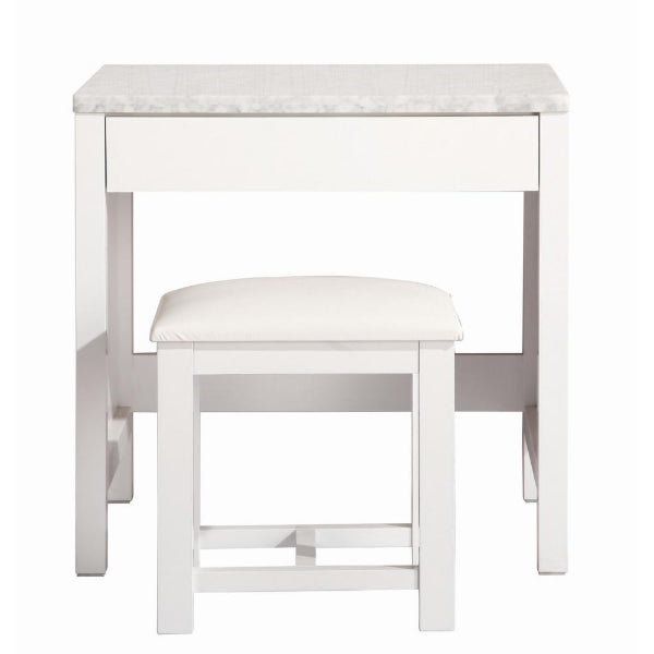 London 30" White Transitional Make-Up Table and Stool