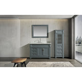 Hudson 48″ Gray Single Sink Vanity With Marble Top And Linen Cabinet