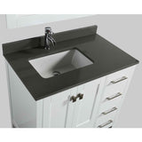 Design Element London 36" White Transitional Single Sink Vanity w/ Quartz Top