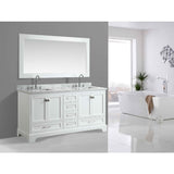 Design Element Omega 72" White Transitional Double Sink Vanity