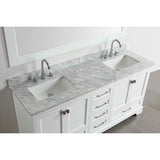 Design Element Omega 72" White Transitional Double Sink Vanity