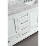 Design Element Omega 72" White Transitional Double Sink Vanity