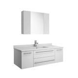 Lucera 48" White Modern Wall Hung Undermount Sink Vanity w/ Medicine Cabinet