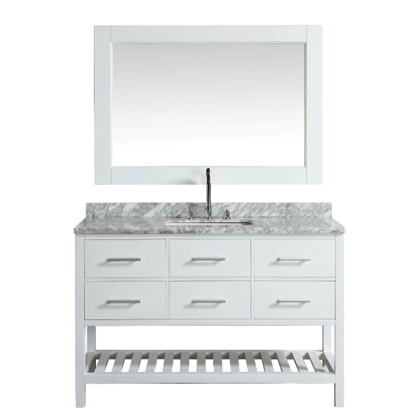 Design Element London 54" White Transitional Single Sink Vanity Set