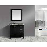 Design Element London 36" Espresso Transitional Single Sink Vanity w/ Quartz Top