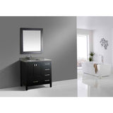 Design Element London 36" Espresso Transitional Single Sink Vanity w/ Quartz Top