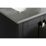 Design Element London 36" Espresso Transitional Single Sink Vanity w/ Quartz Top