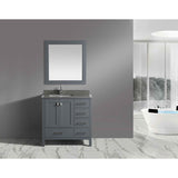 Design Element London 36" Gray Transitional Single Sink Vanity w/ Quartz Top