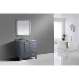 Design Element London 36" Gray Transitional Single Sink Vanity w/ Quartz Top