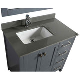 Design Element London 36" Gray Transitional Single Sink Vanity w/ Quartz Top