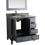 Design Element London 36" Gray Transitional Single Sink Vanity w/ Quartz Top