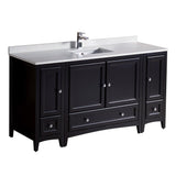 Fresca Oxford 60" Espresso Traditional Bathroom Cabinets w/ Top & Sink