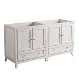 Fresca Oxford 59" Antique White Traditional Double Sink Bathroom Cabinets