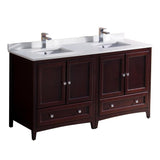 Fresca Oxford 60" Mahogany Traditional Double Sink Bathroom Cabinets