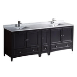 Fresca Oxford 84" Espresso Traditional Double Sink Bathroom Cabinets