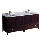 Fresca Oxford 72" Mahogany Traditional Double Sink Bathroom Cabinets