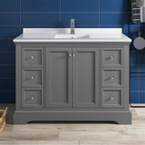 Fresca Windsor 48" Gray Textured Traditional Bathroom Cabinet w/ Top  Sink | FCB2448GRV-CWH-U