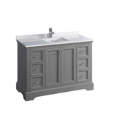 Fresca Windsor 48" Gray Textured Traditional Bathroom Cabinet w/ Top  Sink | FCB2448GRV-CWH-U