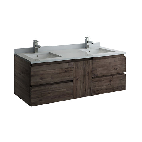 Fresca Formosa 60" Wall Hung Double Sink Modern Bathroom Cabinet w/ Top  Sinks | FCB31-241224ACA-CWH-U