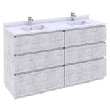 Fresca Formosa 60" Rustic White Modern Floor Standing Double Sink Bathroom Vanity | FCB31-3030RWH-FC-CWH-U