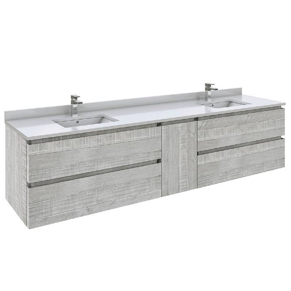 Fresca Formosa 84" Ash Modern Wall Hung Double Sink Bathroom Vanity | FCB31-361236ASH-CWH-U