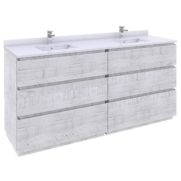 Fresca Formosa 72" Rustic White Modern Floor Standing Double Sink Bathroom Vanity | FCB31-3636RWH-FC-CWH-U