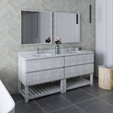 Fresca Formosa 72" Rustic White Modern Floor Standing Open Bottom Double Sink Bathroom Vanity | FCB31-3636RWH-FS-CWH-U