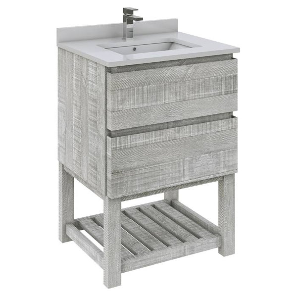 Fresca Formosa 24" Ash Modern Floor Standing Open Bottom Bathroom Vanity | FCB3124ASH-FS-CWH-U