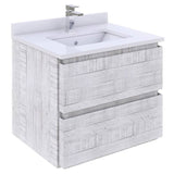 Fresca Formosa 24" Rustic White Modern Wall Hung Bathroom Vanity | FCB3124RWH-CWH-U