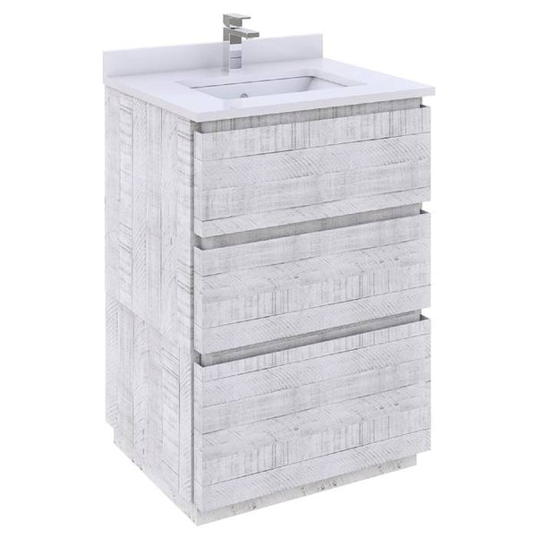 Fresca Formosa 24" Rustic White Modern Floor Standing Bathroom Vanity | FCB3124RWH-FS-CWH-U