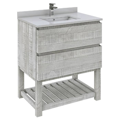 Fresca Formosa 30" Ash Modern Floor Standing Open Bottom Bathroom Vanity | FCB3130ASH-FS-CWH-U