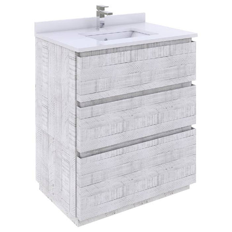 Fresca Formosa 30" Rustic White Modern Floor Standing Bathroom Vanity | FCB3130RWH-FC-CWH-U