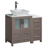 Fresca Torino 36" Gray Oak Modern Bathroom Cabinets w/ Top & Vessel Sink