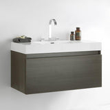 Fresca Mezzo 39" Gray Oak Modern Bathroom Cabinet w/ Integrated Sink