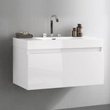 Fresca Mezzo 39" White Modern Bathroom Cabinet w/ Integrated Sink