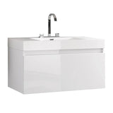 Fresca Mezzo White Modern Bathroom Cabinet w/ Integrated Sink