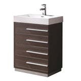 Fresca Livello 24" Gray Oak Modern Bathroom Cabinet w/ Integrated Sink