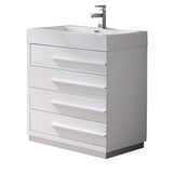 Fresca Livello 30" White Modern Bathroom Cabinet w/ Integrated Sink